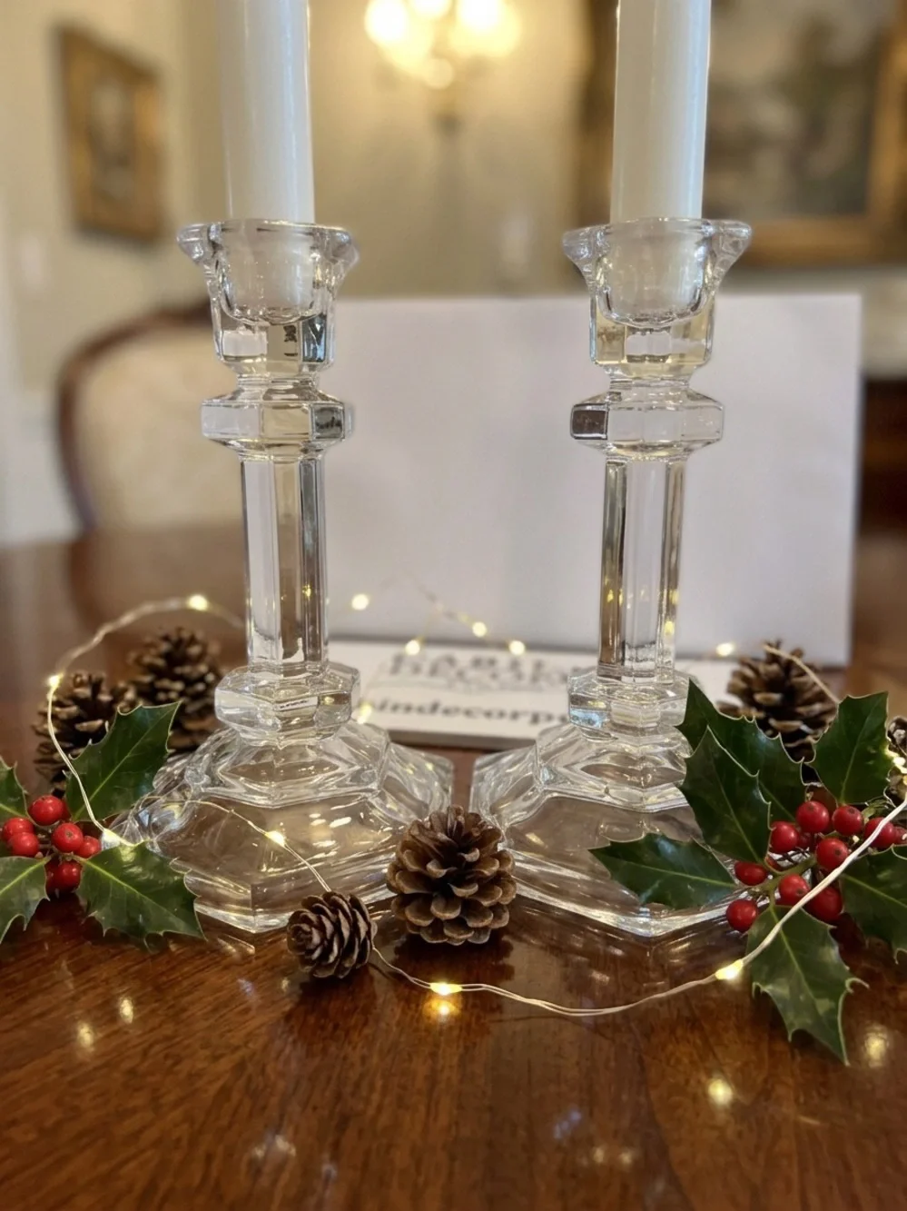 Clear Glass Taper Candle Holders - Set of 2 candles are not included 5.5” tall